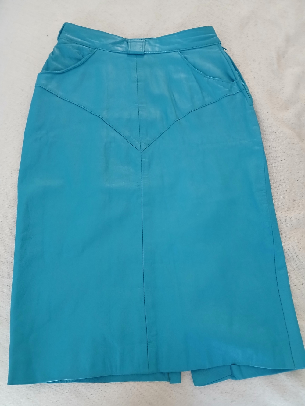 Vintage Blue  Leather Skirt As Is Condition